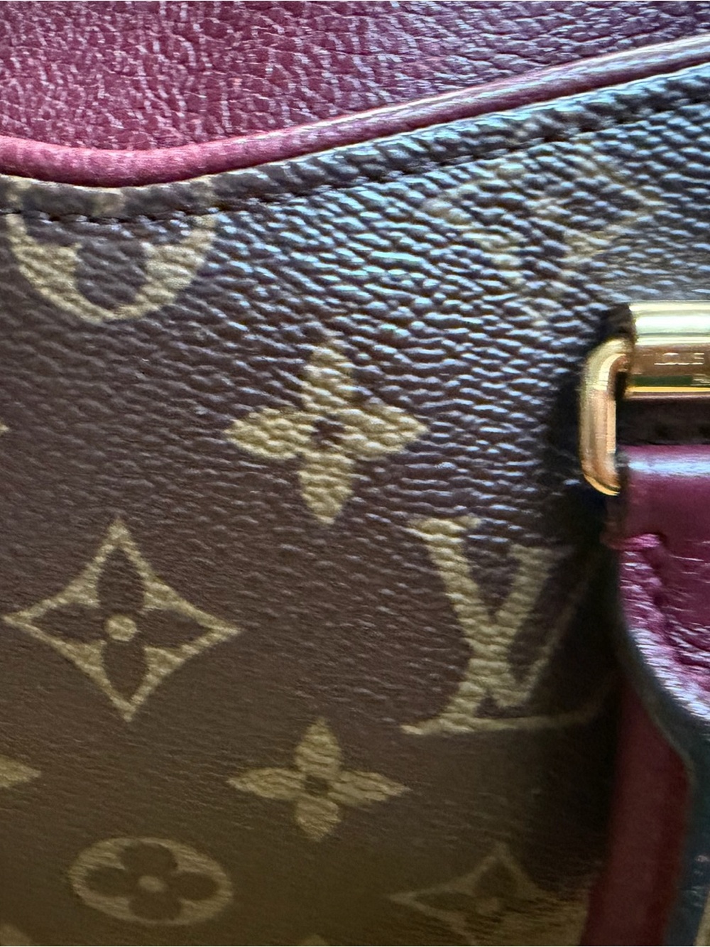 Louis Vuitton Monogram Canvas Plum Trim Top-Handle Satchel - Picture 10 of 13